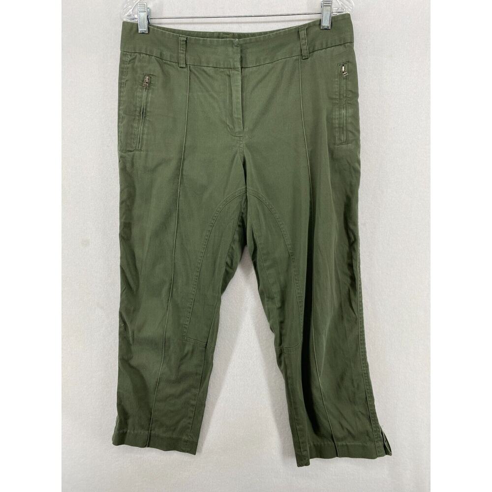 BASK ATELIER Pants Womens 10 M Cotton Stretch Twill Crop Ankle Mid Rise Green